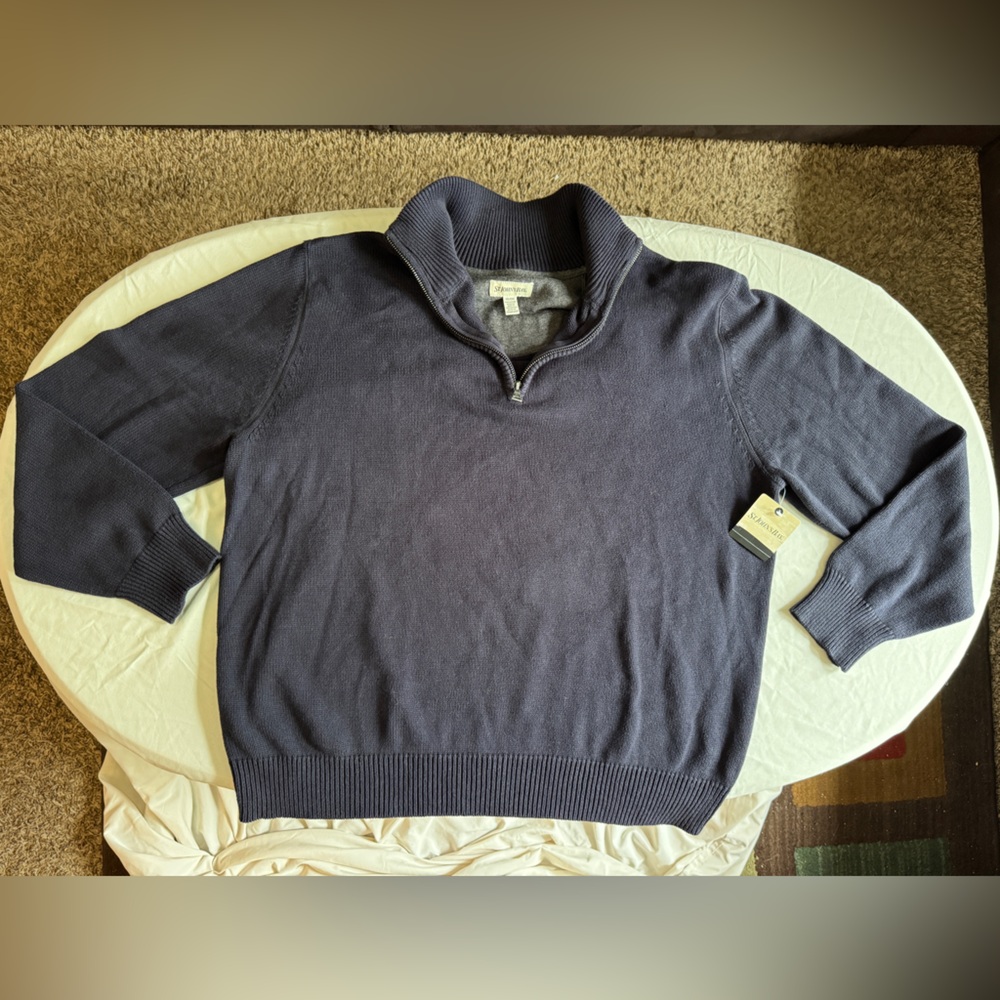 NWT Vintage St. John's Bay Navy ¾ Zip Pullover Sweater